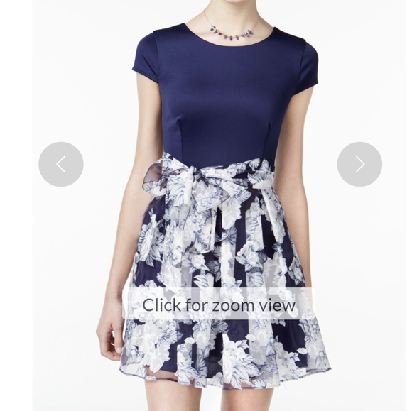 NWT B. Darlin Fit Flare Mini Dress 5 / 6 Chiffon Skirt Area Tie Waist - Picture 6 of 14